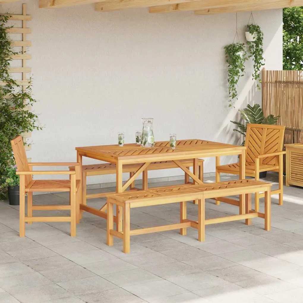 vidaXL Σέτ φαγητού για κήπο 5 pcs Καφέ 150 x 90 x 74 cm