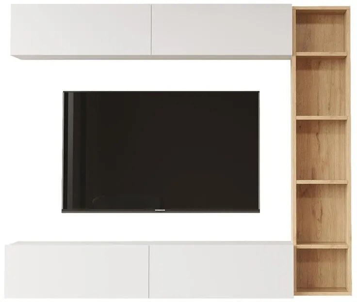 Σύνθεση σαλονιού Compo επιτοίχιο φυσικό - λευκό 169,10x25,8x143,5 εκ. 169.1x25.8x143.5 εκ.