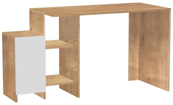 Γραφείο με ραφιέρα Kely σε φυσική-λευκή απόχρωση 113x55x74εκ 113x55x74 εκ.