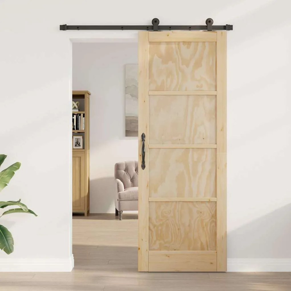 vidaXL Συρόμενη Πόρτα ORKDAL Φυσικό και μαύρο 78 x 211 εκ