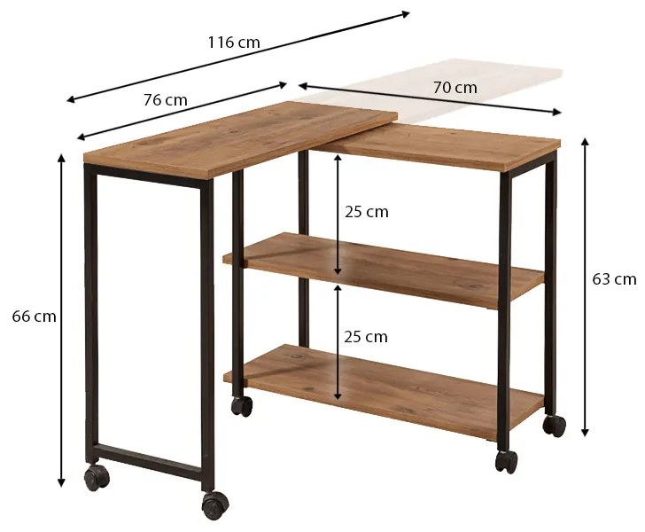 Τραπεζάκι βοηθητικό Frenk Megapap πολυμορφικό χρώμα atlantic pine 76x30x66εκ.