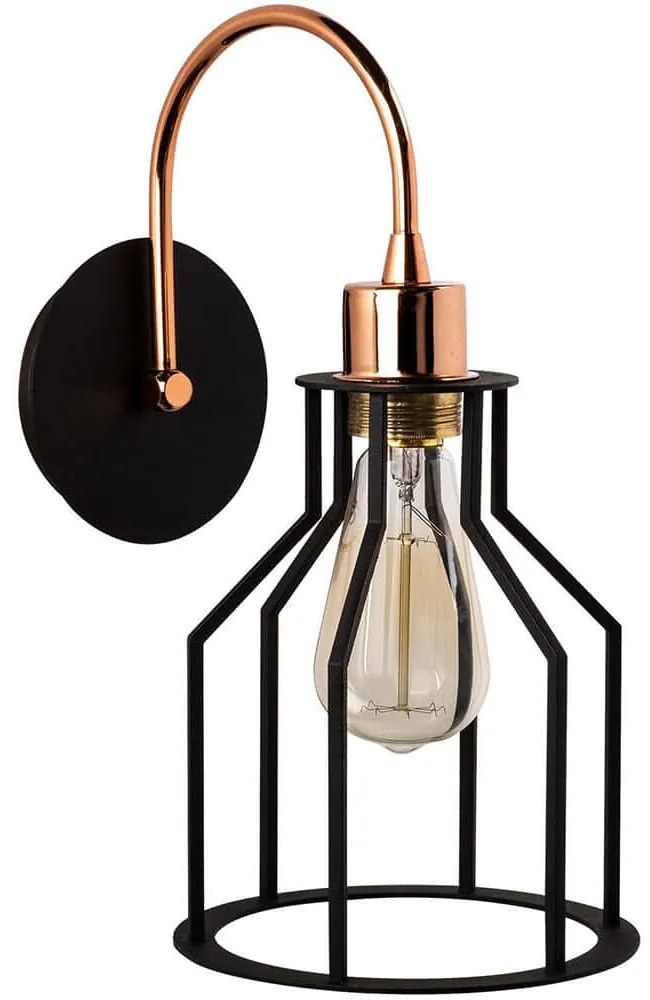 Φωτιστικό Τοίχου - Απλίκα Fellini 527ABY3168 17x25x36cm 1xE27 40W Black-Copper Opviq