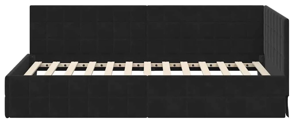 vidaXL Κρεβάτι Γωνίας με κεφαλάρι Μαύρο 100 x 200 cm Βελούδο