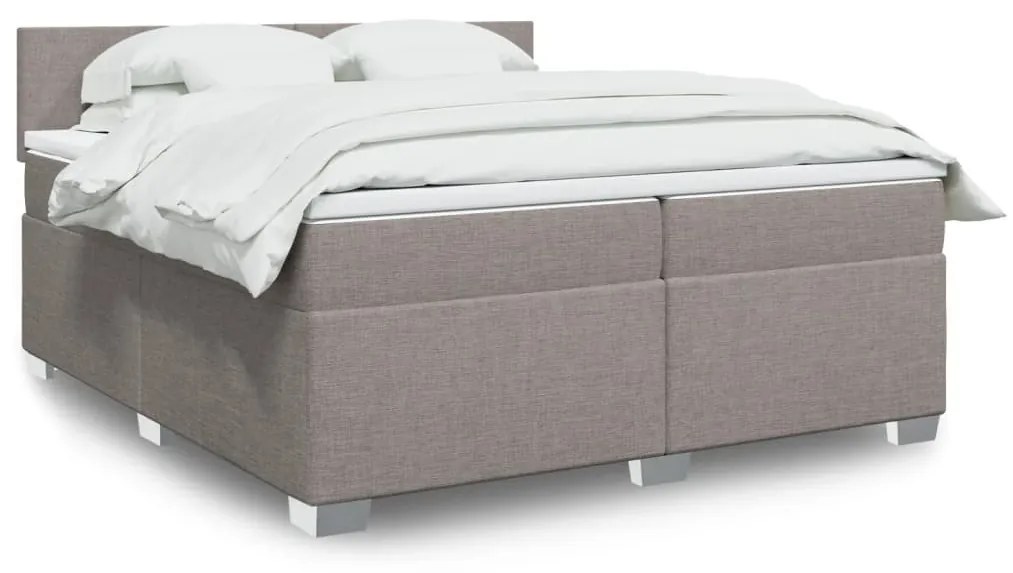 Κρεβάτι Boxspring με Στρώμα Taupe 200x200 εκ. Υφασμάτινο