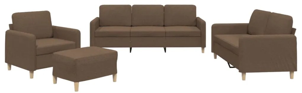 vidaXL Πολυθρόνες Σετ 4 Τεμαχίων Καφέ από Ύφασμα με Μαξιλάρια