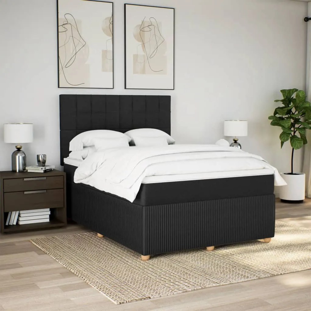 ΚΡΕΒΑΤΙ BOXSPRING ΜΕ ΣΤΡΩΜΑ ΜΑΥΡΟ 140X190 ΕΚ. ΥΦΑΣΜΑΤΙΝΟ 3292053