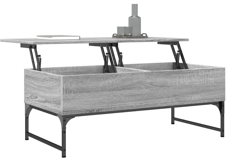 vidaXL Τραπεζάκι Σαλονιού Γκρι Sonoma 100x50x40 εκ. Επ. Ξύλο & Μέταλλο