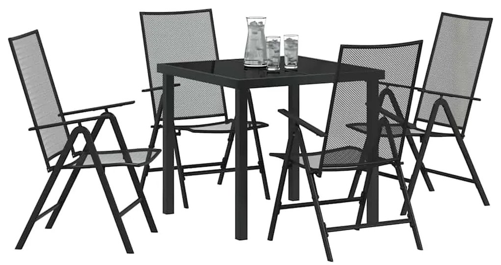 vidaXL Σέτ φαγητού για κήπο Πτυσσόμενος 5 pcs Ανθρακί Ατσάλι
