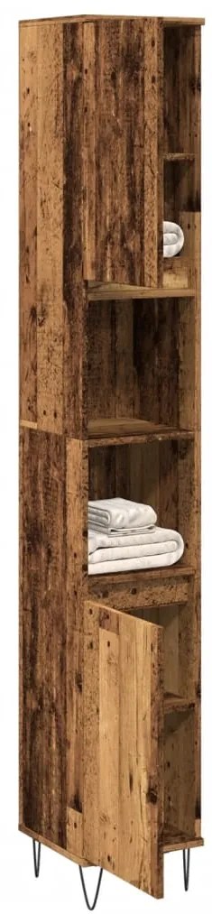 vidaXL Ντουλάπι μπάνιου Παλιό ξύλο 30x30x190 cm Κατασκευασμένο ξύλο