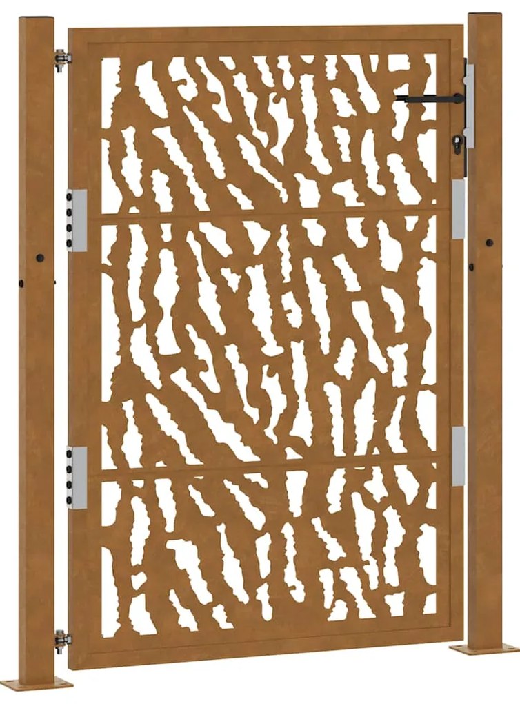 Πύλη κήπου 105x130 cm από διαβρωμένο χάλυβα με σχεδιασμό ίχνους - Καφέ