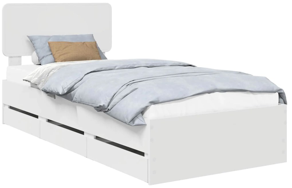 vidaXL Σκελετός Κρεβατιού Λευκό 90 x 200 cm Μηχανήματος Ξύλο