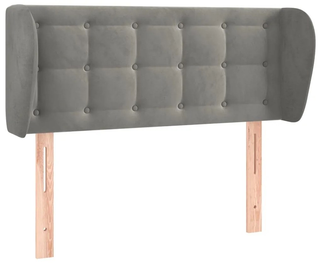 Κεφαλάρι με Πτερύγια Ανοιχτό Γκρι 93x23x78/88 εκ. Βελούδινο - Γκρι