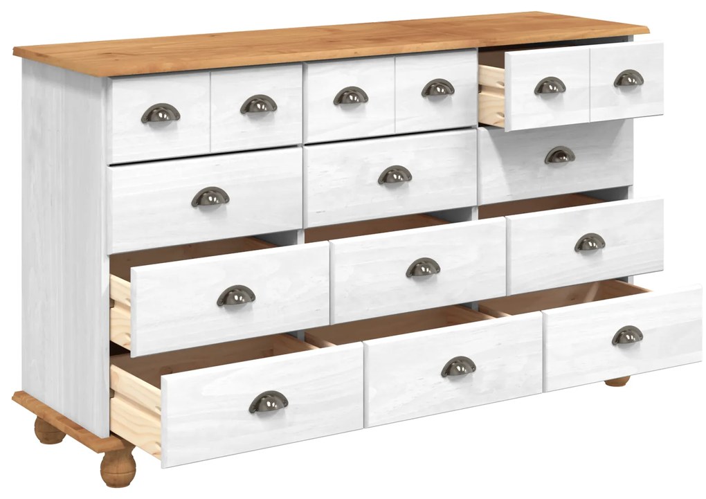 vidaXL Συρταριέρα 'ASKIM' Λευκή 79x40x133.5 cm Στερεό Ξύλο Πεύκου