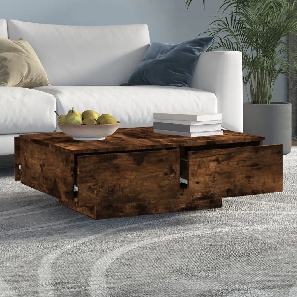 vidaXL Τραπεζάκι Σαλονιού Καπνιστή Δρυς 90x60x31 εκ Επεξεργασμένο Ξύλο