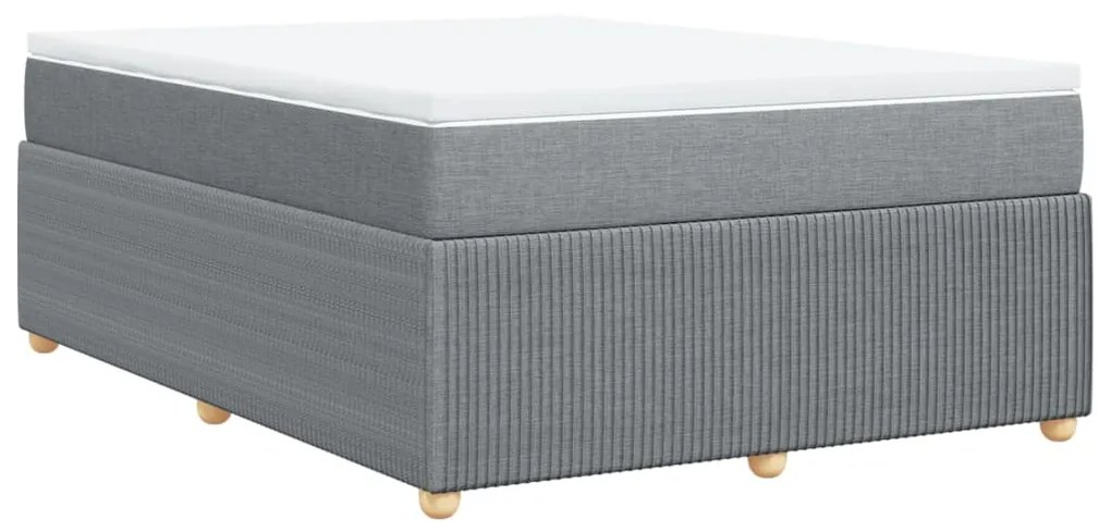 Κρεβάτι Boxspring με Στρώμα Ανοιχτό Γκρι 140x190 εκ. Υφασμάτινο - Γκρι