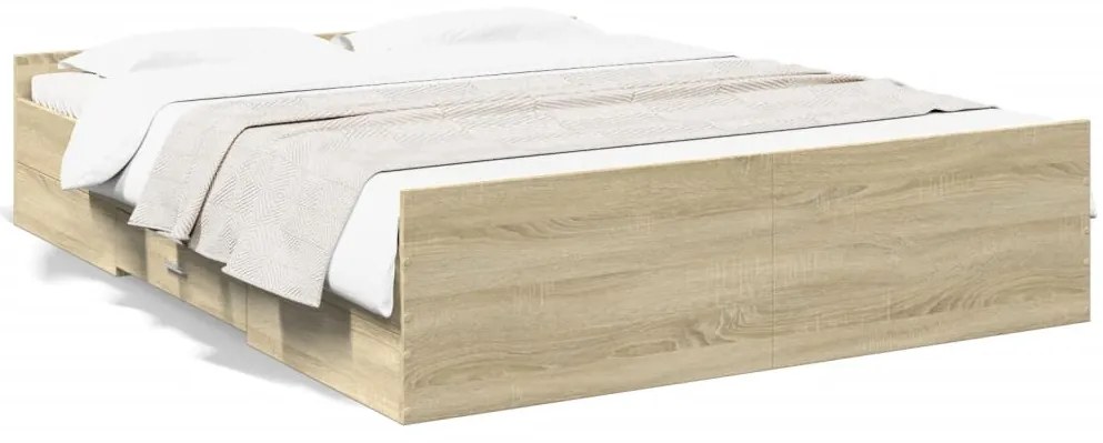 vidaXL Πλαίσιο Κρεβατιού με Συρτάρια Sonoma Δρυς 150x200εκ. Επεξ. Ξύλο