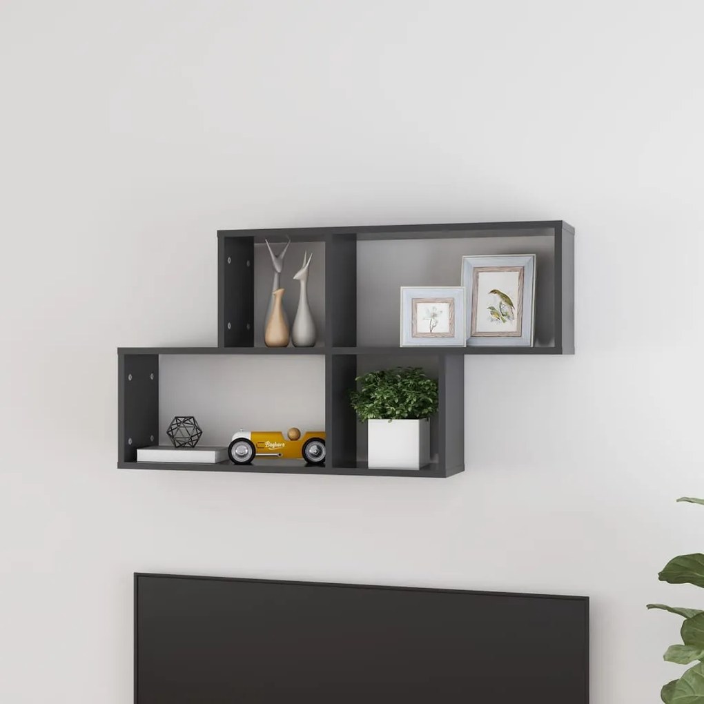 vidaXL Ράφι Τοίχου Γκρι 100 x 18 x 53 εκ. από Μοριοσανίδα