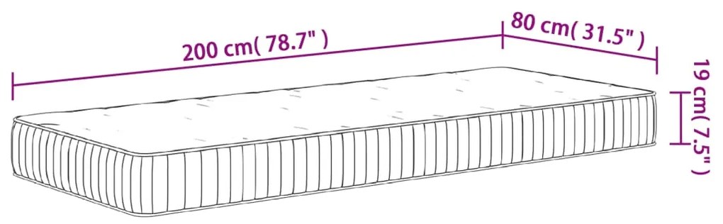 Στρώμα με Pocket Springs Μεσαία Σκληρότητα 80 x 200 εκ. - Λευκό