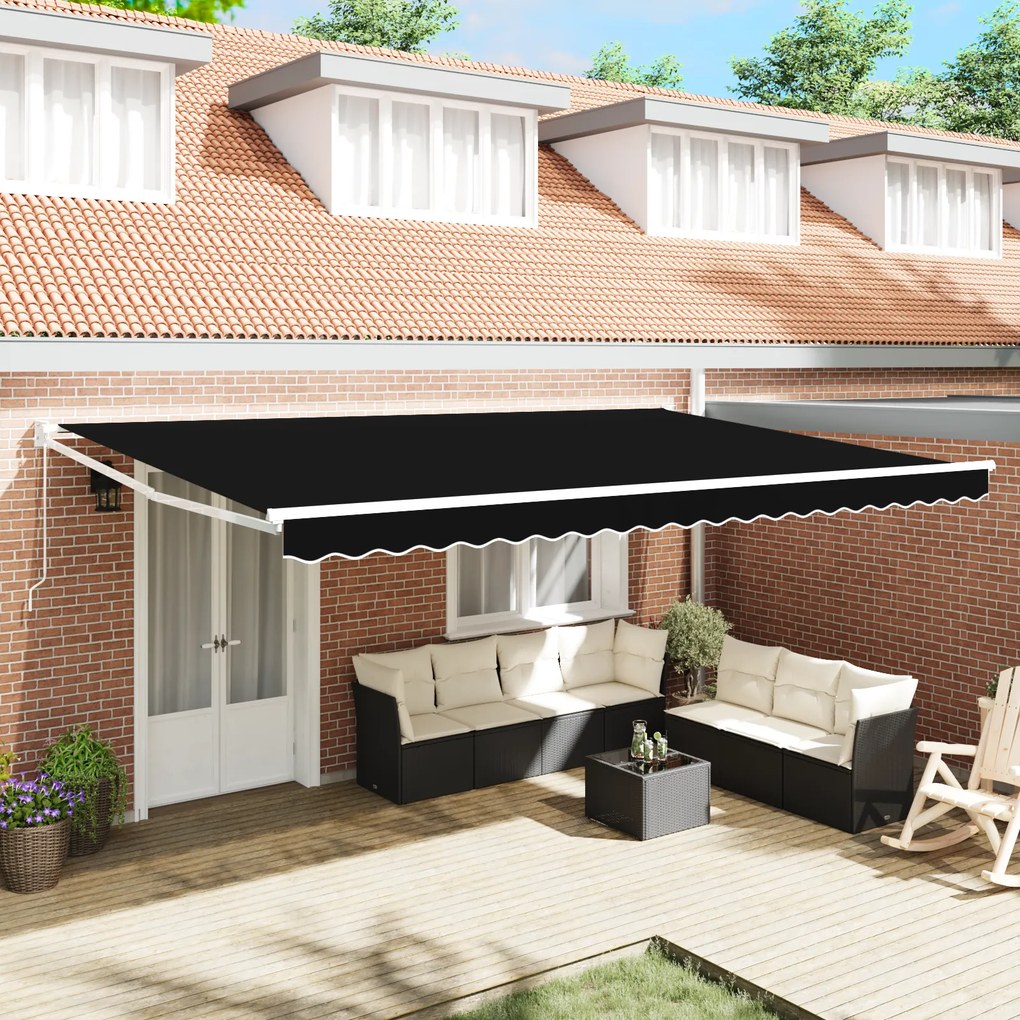 vidaXL Χειροκίνητη Ανασυρόμενη Τέντα Μαύρη 500x300 cm