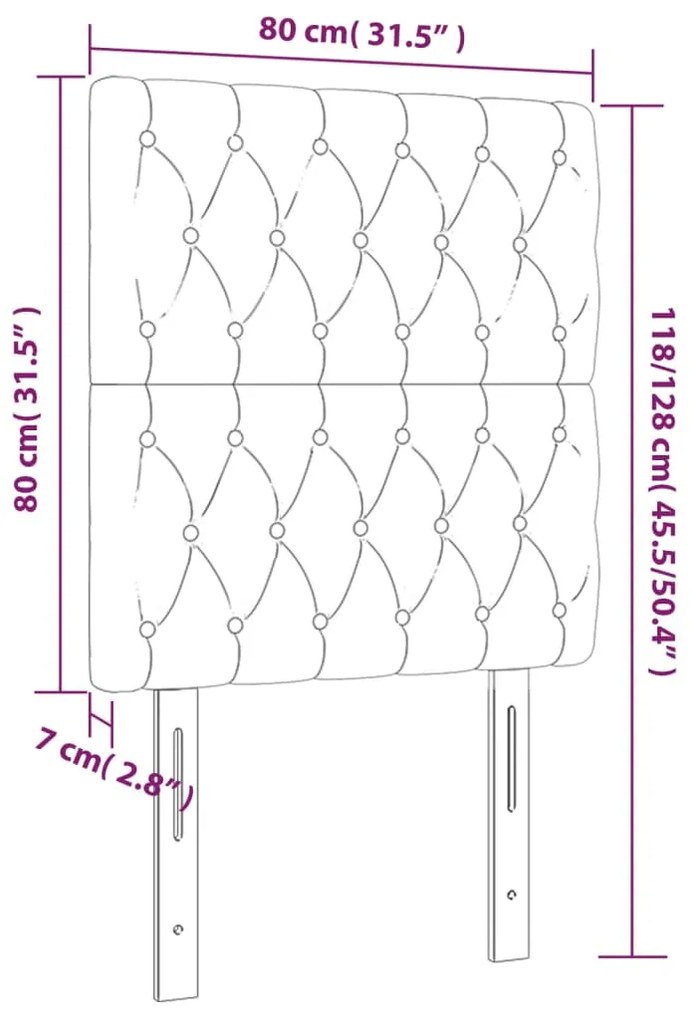 vidaXL Κεφαλάρι Κρεβατιού LED Σκούρο Γκρι 80x7x118/128εκ. Υφασμάτινο