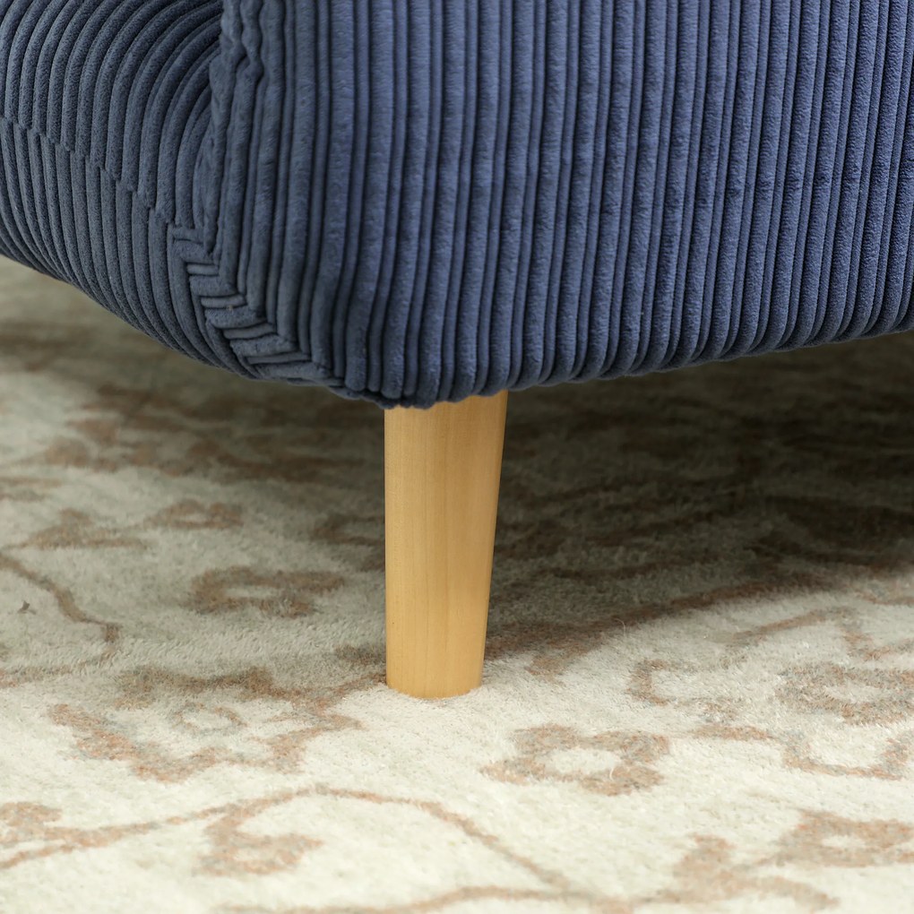 HOMCOM Πολυθρόνα-κρεβάτι 2-σε-1, ρυθμιζόμενη προσκέφαλη, κοτλέ όψη, 82 cm x 87 cm x 89 cm Μπλε