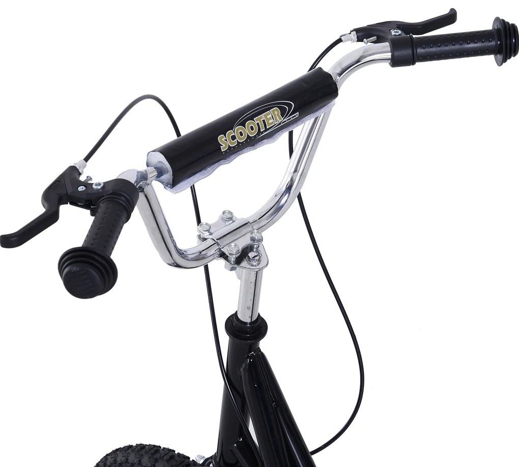 HOMCOM Παιδικό πατίνι 16/12 ιντσών πατίνι με φρένα πατίνι πόλης Kickboard παιδικό πατίνι για παιδιά 5+ ετών Μαύρο 135 x 58 x 92-100 cm