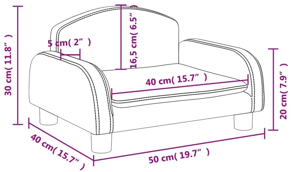 vidaXL Καναπές Παιδικός Γκρι 50x40x30 εκ. από Συνθετικό Δέρμα