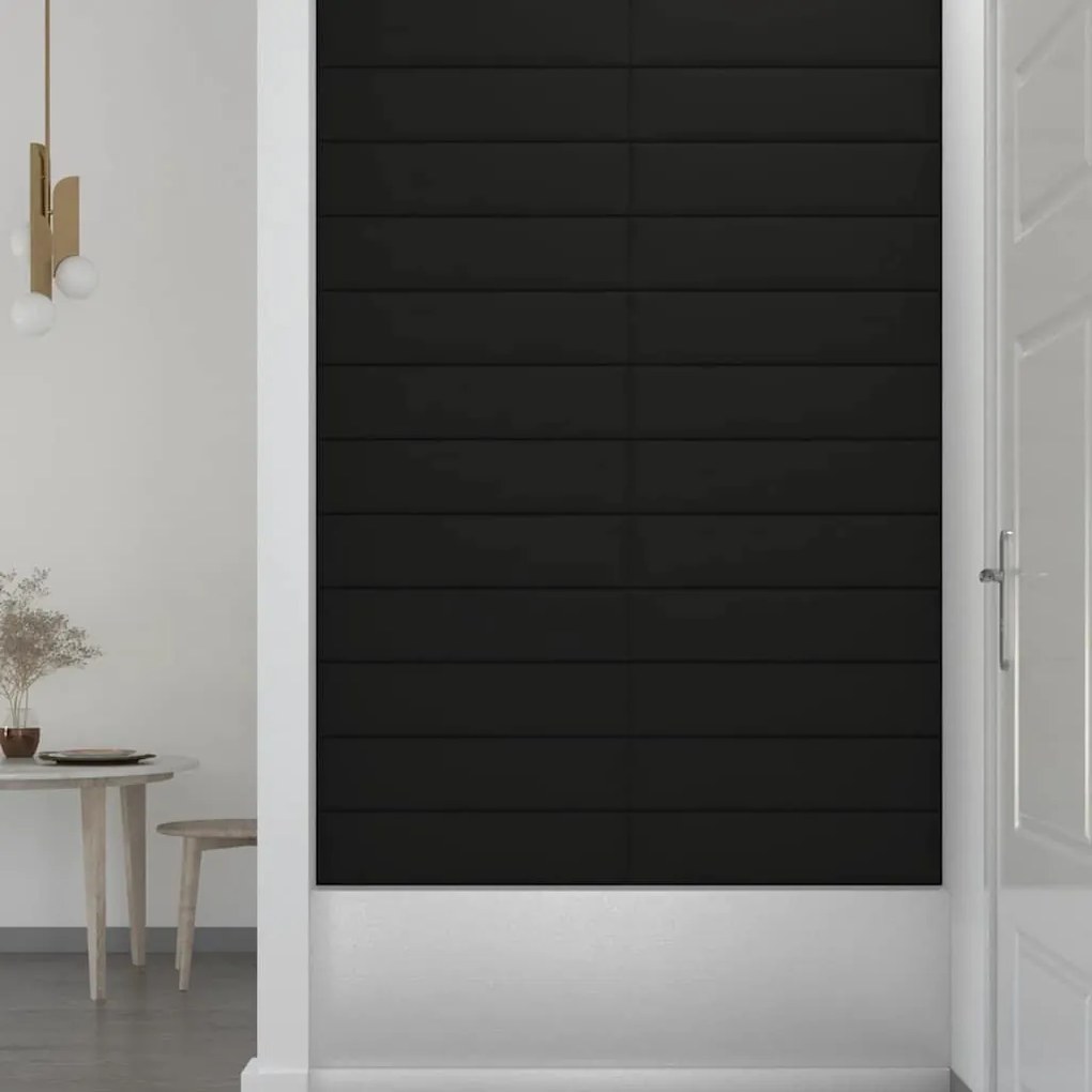 vidaXL Πάνελ Τοίχου 12 τεμ. Μαύρα 60x15 εκ. 1,08 μ² Υφασμάτινα