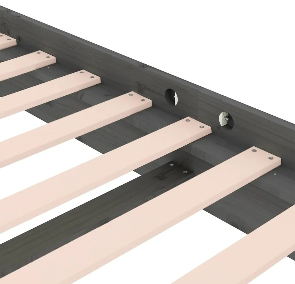 vidaXL Πλαίσιο Κρεβατιού Γκρι 120x190 εκ. Μασίφ Ξύλο Small Double