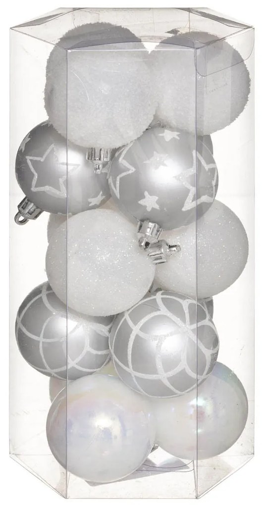 Χριστουγεννιάτικες Μπάλες (Σετ 15μχ) A-S Silver/White 694504AB
