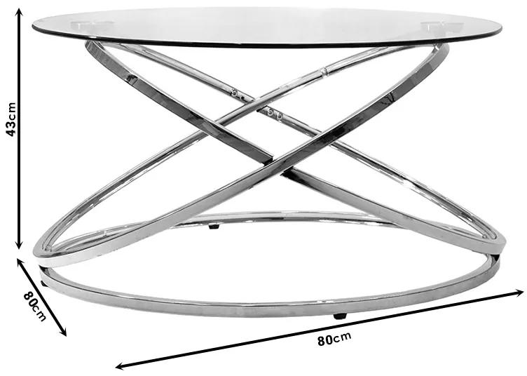 Τραπέζι σαλονιού Sabin pakoworld μέταλλο-γυαλί 8mm Φ80x43εκ - Γυαλί - 029-000106