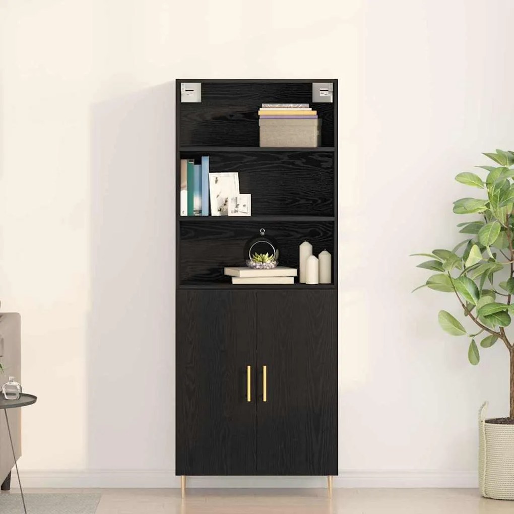 vidaXL Highboard 2 pcs Μαύρη δρυς 70 x 34 x 180 εκ. Επεξεργασμένο ξύλο