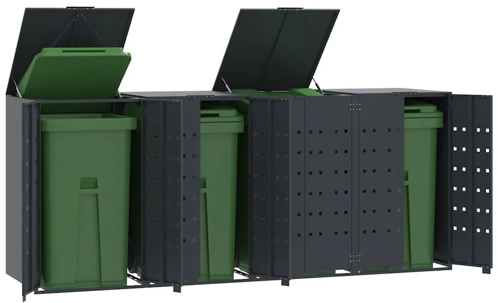 vidaXL Πλαίσιο Κάδων Απορριμμάτων 4 Κάδοι Ανθρακί 276x79x117 εκ Ατσάλι