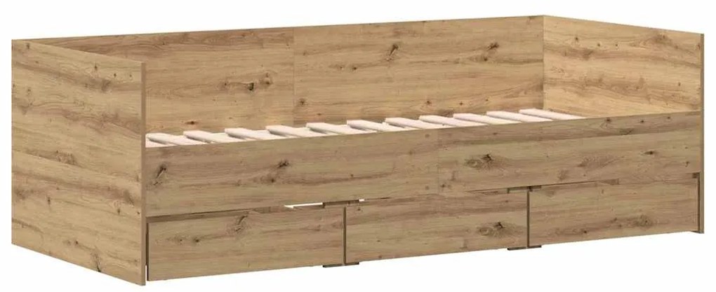 vidaXL Πλαίσιο κρεβατιού ημέρας με συρτάρια artisan δρυς 90 x 190 cm
