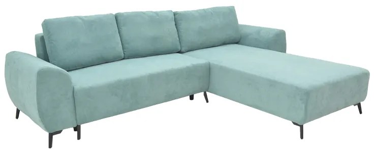 Kαναπές κρεβάτι τριθέσιος αναστρέψιμος Settee pakoworld ύφασμα με αποθηκευτικό χώρο σε σιέλ απόχρωση 286x204x93εκ