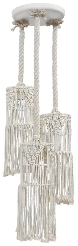 Φωτιστικό Οροφής Mac-01Pendel 3/L Macrame 31-1062 White Heronia Rope, Plastic