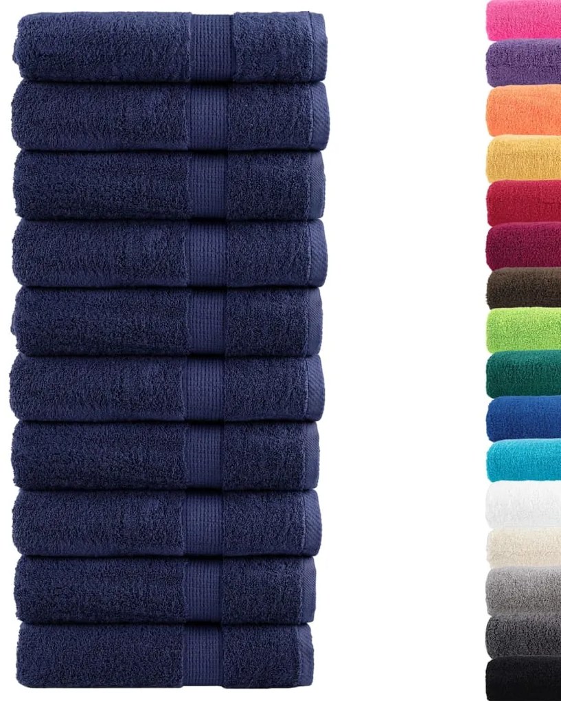 vidaXL Χειροπετσέτες Premium SOLUND 10 τεμ. Μπλε Σκούρο Μπλε 50x100 εκ. 600 γρ./μ²