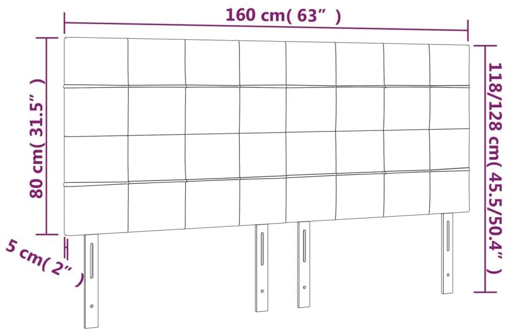 Κεφαλάρια Κρεβατιού 4 τεμ. Σκ. Γκρι 80 x 5 x 78/88εκ. Βελούδινο - Γκρι