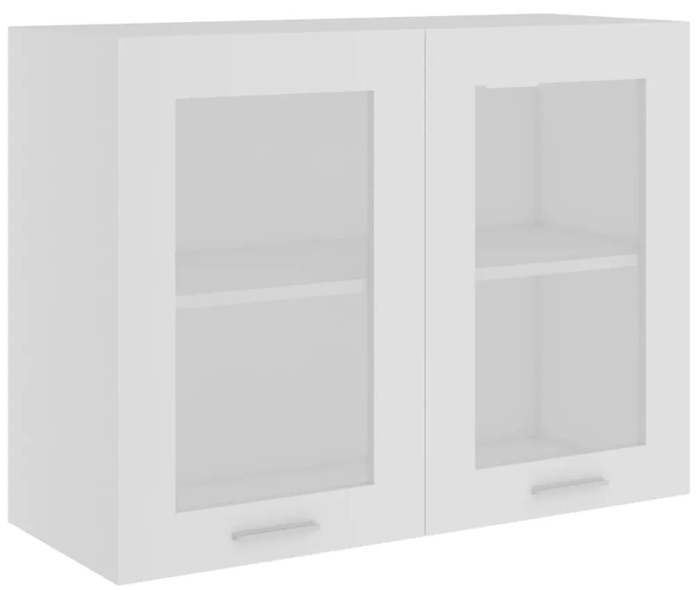 Ντουλάπι Κρεμαστό με Τζάμι Λευκό 80x31x60 εκ. από Επεξ. Ξύλο - Λευκό