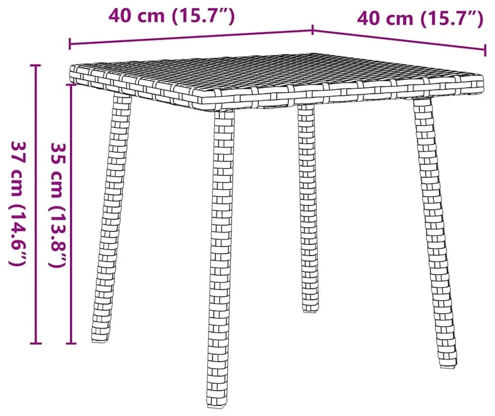 Κήπος Τραπέζι καφέ ορθογώνιο καφέ 40x40x37 cm Poly Rattan - Καφέ