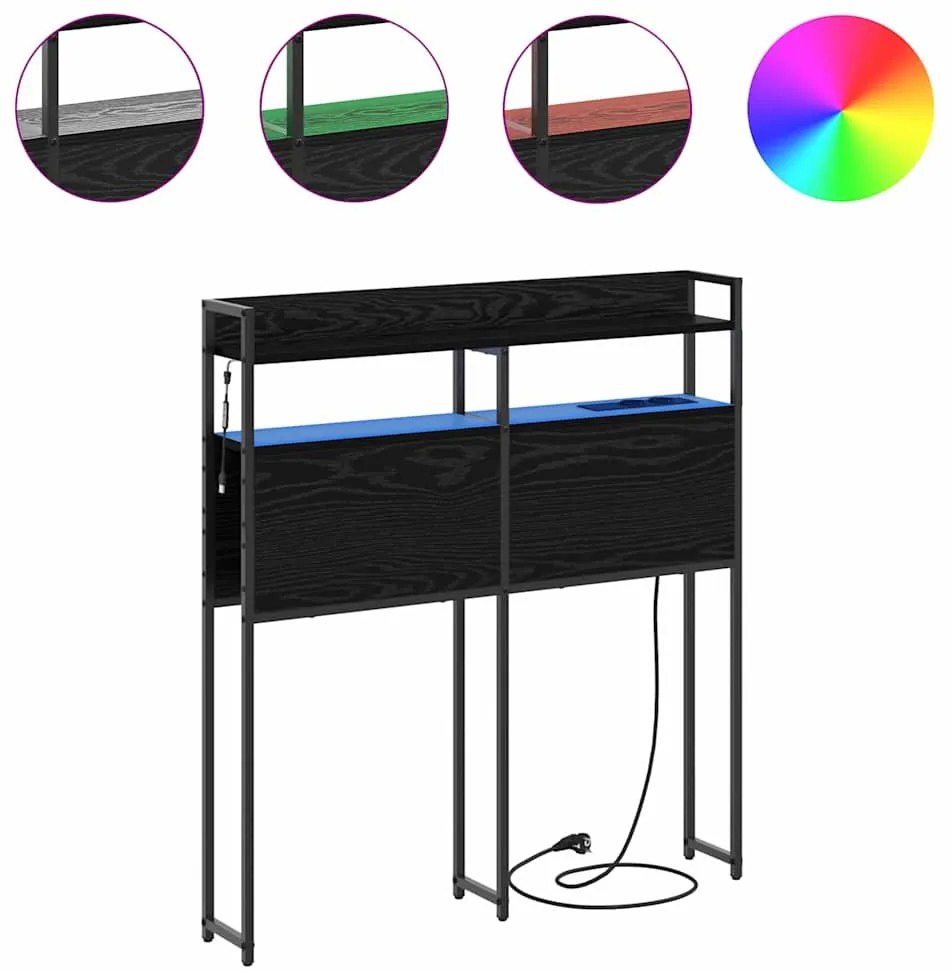 vidaXL Κεφαλάρι με ράφι Μαύρη δρυς 100 cm Επεξεργασμένο ξύλο