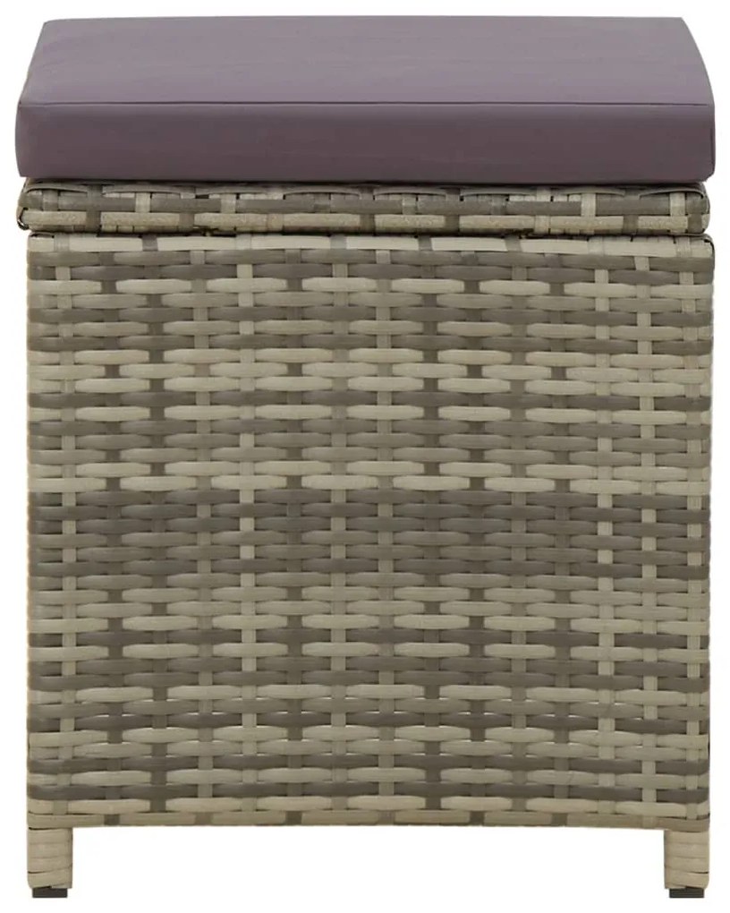 vidaXL Σκαμπό Κήπου 4 τεμ. Γκρι από Συνθετικό Ρατάν με Μαξιλάρια