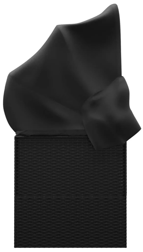 vidaXL Καναπές Εξωτερικού Χώρου Μαύρο Συνθετικό Ρατάν Οροφή&Μαξιλάρια