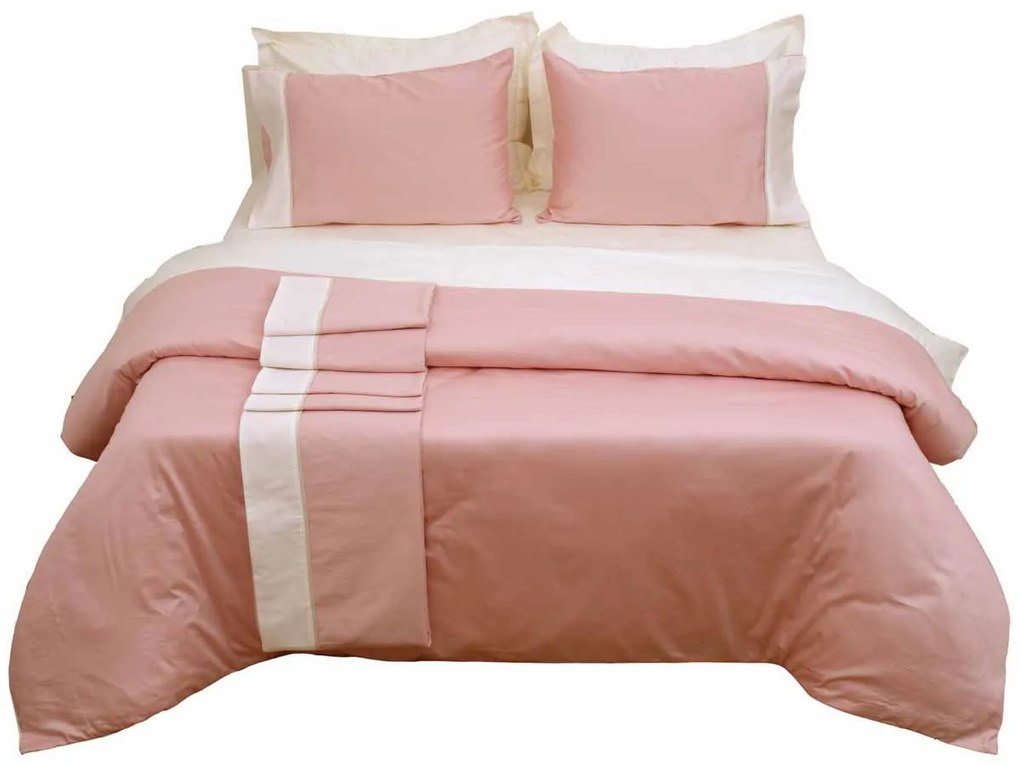 Σεντόνια Υπέρδιπλα (Σετ) Anna Riska Luxury Bicolour Blush Pink/Ivory