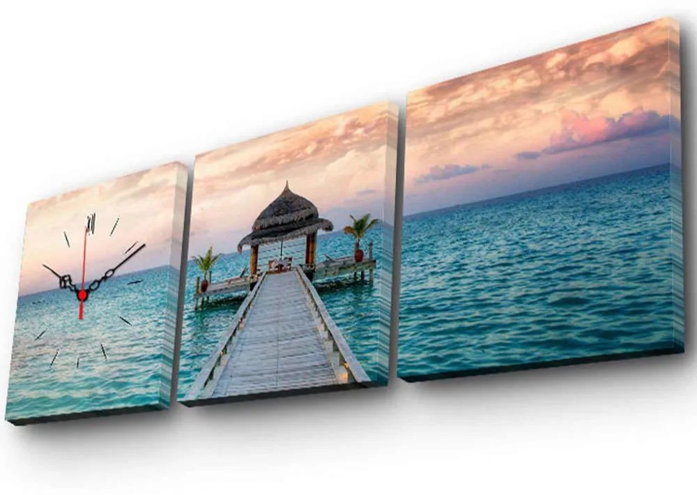 Πίνακας Καμβάς Με Ρολόι (Σετ 3Τμχ) 228CLA2675 28x28cm Multi Wallity Square Ξύλο, Καμβάς