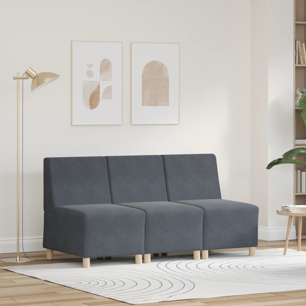 vidaXL Καναπέδες 3 pcs Σκούρο γκρι 55 x 74 x 82 εκ. Βελούδο