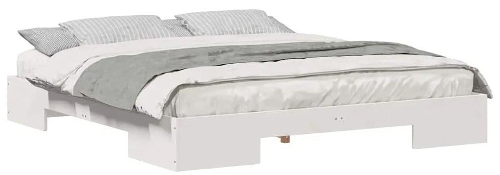 vidaXL Κρεβάτι δαπέδου Λευκό 180 x 200 cm Μασίφ ξύλο πεύκου