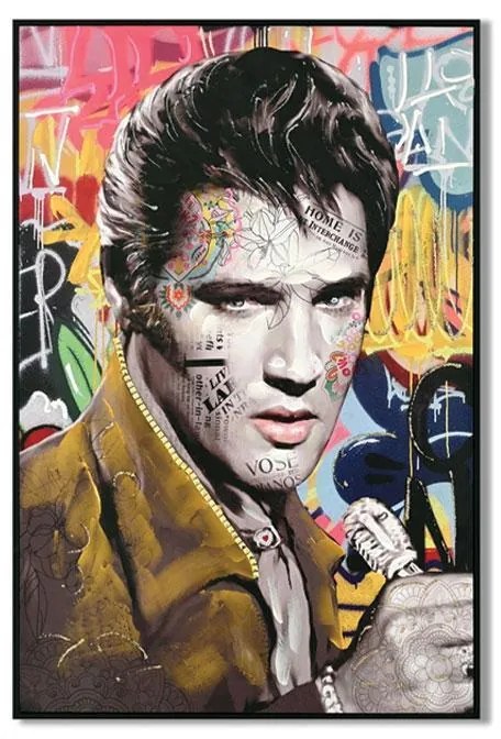 ΠΙΝΑΚΑΣ ΣΕ ΚΑΜΒΑ ΜΕ ΠΛΑΣΤΙΚΟ ΠΛΑΙΣΙΟ Fylliana &quot;Elvis Presley&quot; 62x4x92cm