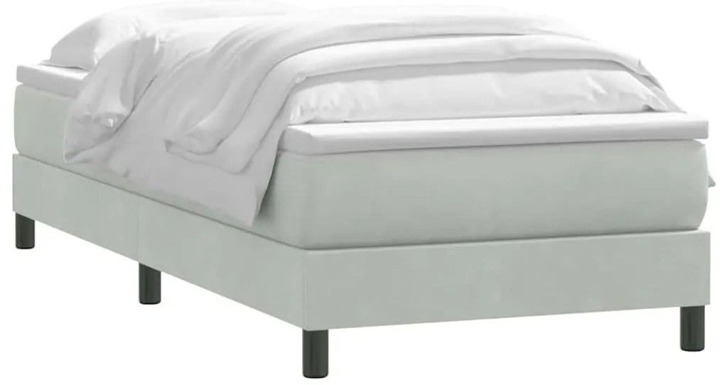 vidaXL Κρεβάτι Boxspring με Στρώμα Ανοιχτό Γκρι 80x210 εκ. Βελούδινο