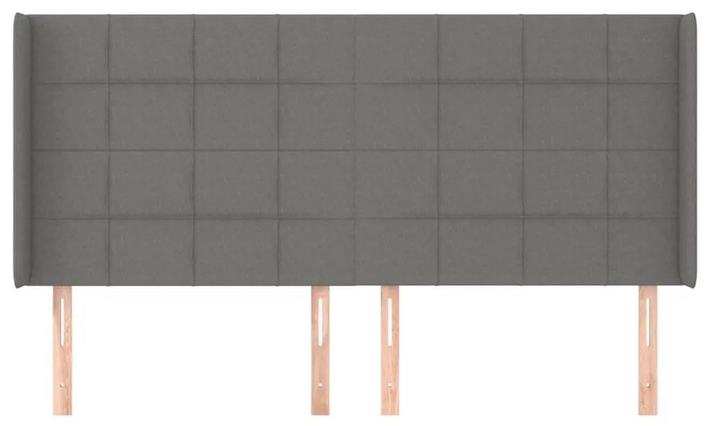 Κεφαλάρι με Πτερύγια Σκούρο Γκρι 183x16x118/128 εκ. Υφασμάτινο 3119595